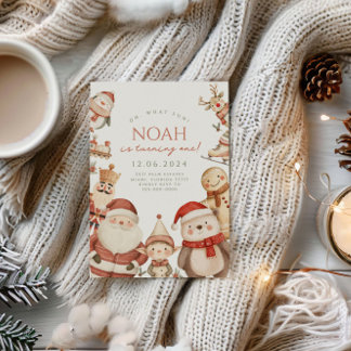 Christmas 1st Birthday Invitation for Boys Winter