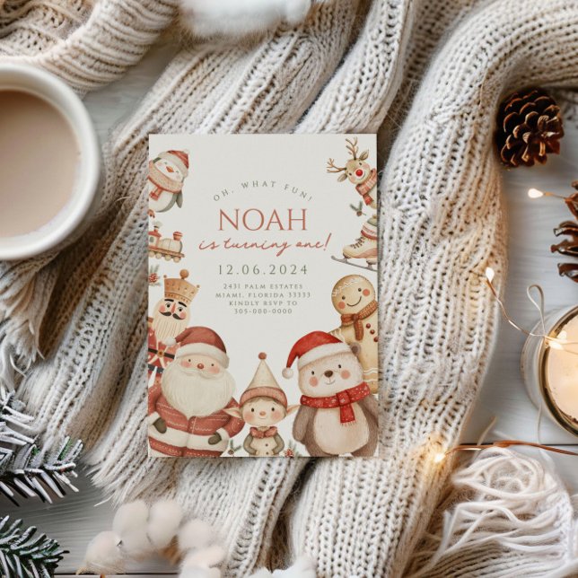 Christmas 1st Birthday Invitation for Boys Winter (Creator Uploaded)