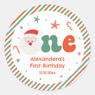Christmas 1st Birthday Party Classic Round Sticker