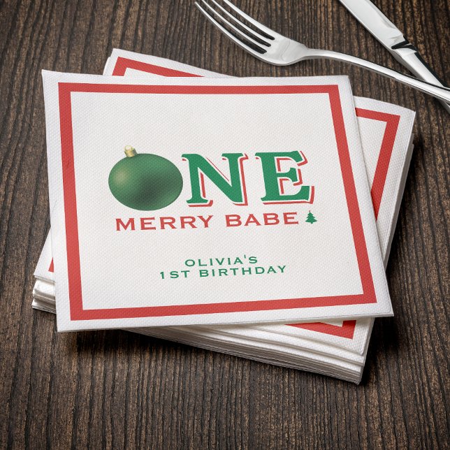 Christmas 1st Birthday Party Merry Ornament Napkin (Christmas 1st Birthday Party Merry Ornament Napkins
)