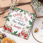 Christmas 1st Birthday Winter Thank You Favour Favour Tags<br><div class="desc">Don't let the party end without saying 'Thank You' in the most delightful way! Grab our 'Cute Bear Christmas 1st Birthday Thank You Favour Tags'. Get yours today to add a special touch to your gifts and express your gratitude with style!</div>