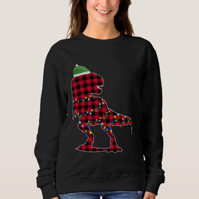 Christmas 2020 Buffalo Plaid Dino Rex Sweatshirt (Front)