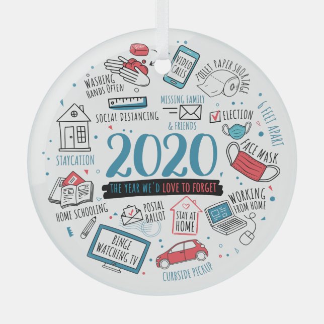 Christmas 2020 Commemorative Quarantine Activities Glass Tree Decoration (Front)