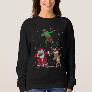 Christmas 2020 Dabbing Santa Elf Reindeer Face Mas Sweatshirt
