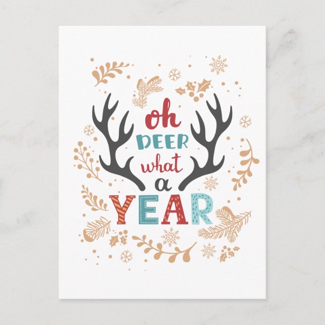 Christmas 2020 Oh Deer What A Year Pandemic Postcard (Front)