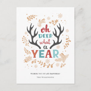 Christmas 2021 Oh Deer What A Year Vaccine Year Holiday Postcard
