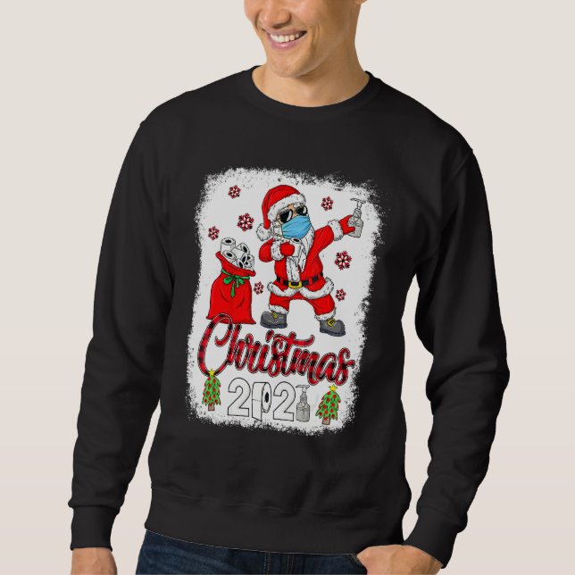 Christmas 2021 Santa Dabbing Face Mask Toilet Pape Sweatshirt (Front)