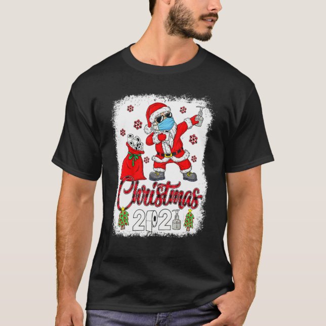 Christmas 2021 Santa Dabbing Face Mask Toilet Pape T-Shirt (Front)