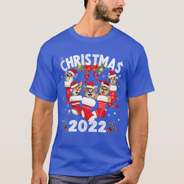 Christmas 2022 Cats Christmas Stocking family T-Shirt (Front)