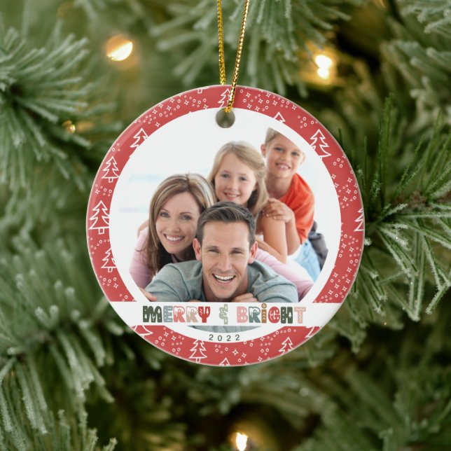  Christmas 2022 Family Photo Ceramic Tree Decoration (Tree)