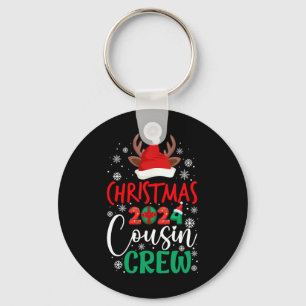 Christmas 2024 Cousin Crew Reindeer Xmas Santa Hat Key Ring