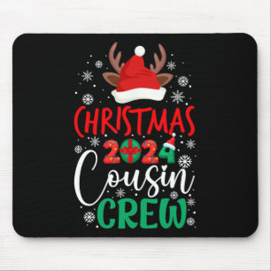 Christmas 2024 Cousin Crew Reindeer Xmas Santa Hat Mouse Pad