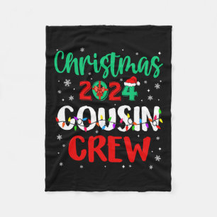 Christmas 2024 Cousin Crew Xmas Lights Funny Match Fleece Blanket