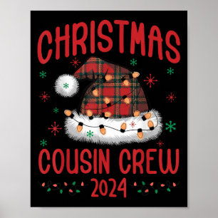 Christmas 2024 Cousin Crew Xmas Lights Santa Hat P Poster