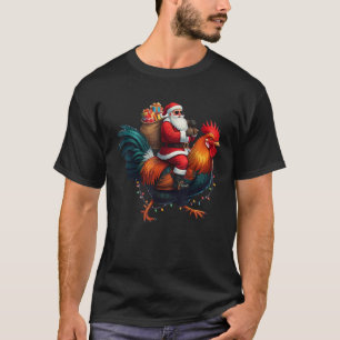 Christmas 2024 Funny Santa Riding Chicken Chicken  T-Shirt