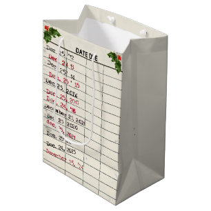 Christmas 2024 Old Library Card Medium Gift Bag
