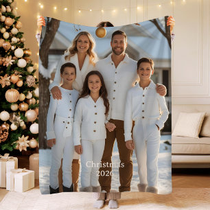 Christmas 2025 Family Fleece Blanket Custom Photo