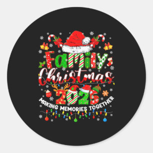 Christmas 2025 Pajamas Pjs Family Matching Outfit  Classic Round Sticker