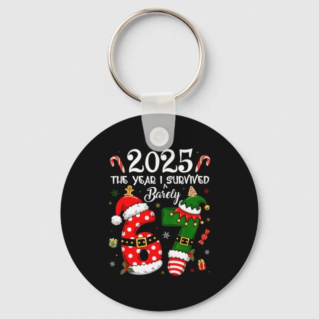 Christmas 2025 The Year I Barely Survived Six Seve Key Ring (Front)