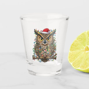 Christmas 2026 Festive Owl Holiday Bird  Shot Glass