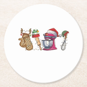 christmas 2026, round paper coaster
