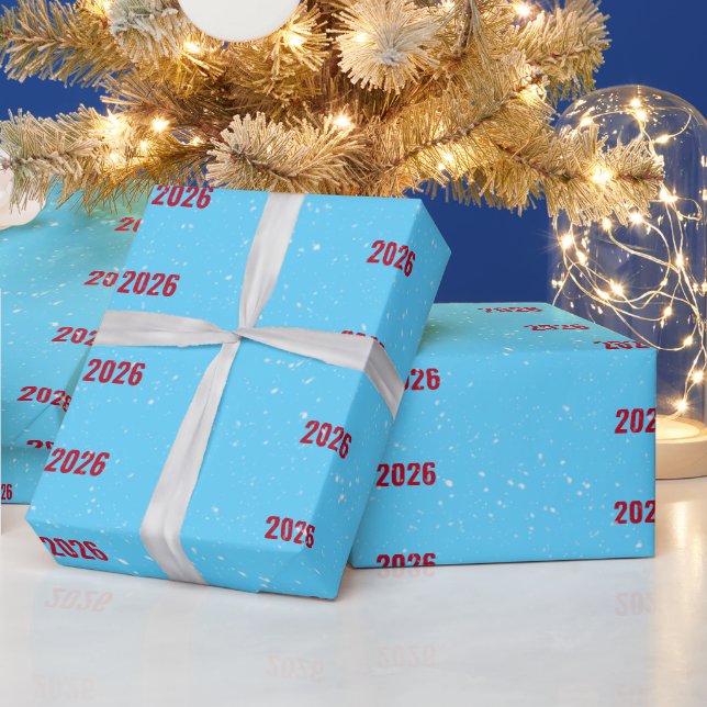 Christmas 2026 Text On Aqua Wrapping Paper (Holidays)