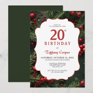 Christmas 20th Birthday Invitation