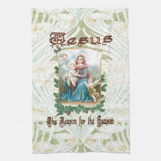 Christmas 2 - Jesus is the Reason for Season Tea Towel (Vertical)