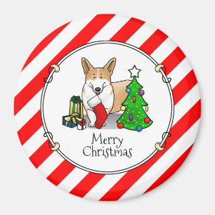Christmas 2 Pembroke Welsh Corgi (red 1) Tree Cute Magnet