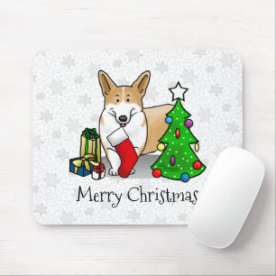 Christmas 2 Pembroke Welsh Corgi (red 1) Tree Cute Mouse Pad