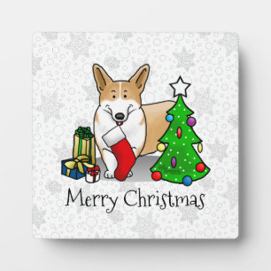 Christmas 2 Pembroke Welsh Corgi (red 1) Tree Cute Plaque