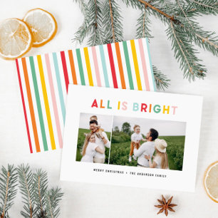 Christmas 2 photo collage rainbow cute fun holiday card