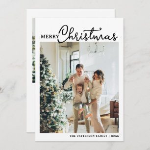 Christmas 2 Photo Trendy Calligraphy Script Holiday Card
