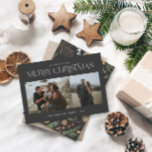 Christmas 2 photo watercolor botanical floral holiday card<br><div class="desc">Mery Christmas modern elegant watercolor dried botanical floral muted colors holiday 2 photo Christmas card.</div>
