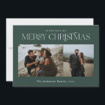 Christmas 2 photo watercolor botanical green holiday card<br><div class="desc">Merry Christmas modern elegant watercolor dried botanical floral muted colours green holiday 2 photo Christmas card.</div>