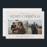 Christmas 2 photo watercolor botanical natural holiday card<br><div class="desc">Merry Christmas modern elegant watercolor dried botanical floral muted colours natural cream holiday 2 photo Christmas card.</div>