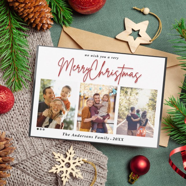 Christmas 2 Photo With Winter Decoration Holiday Card (Creator Uploaded)