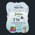 Christmas 2nd Birthday Party Santa Snowman TWO Invitation<br><div class="desc">2nd Christmas Party Birthday invitation. Back print included. Edit all the text</div>