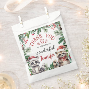 Christmas 2nd Birthday Woodland Racoon Favour Bags