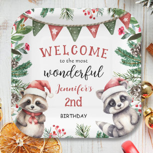 Christmas 2nd Birthday Woodland Winter Cute Paper Plate