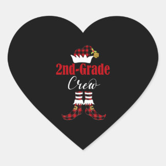 Christmas 2nd Grade Crew Elf Teacher Student Cute Heart Sticker