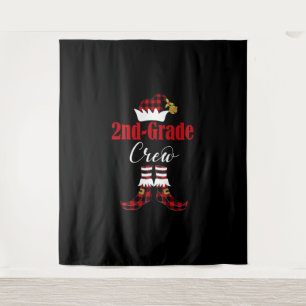 Christmas 2nd Grade Crew Elf Teacher Student Cute Tapestry