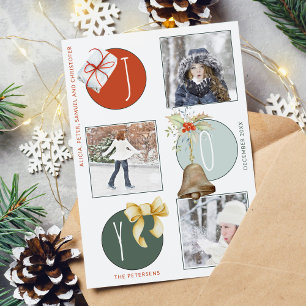 Christmas 3 custom photos fun colourful joy holiday card
