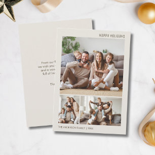 Christmas 3 Family Photos Collage Minimalist Holiday Card
