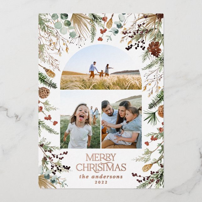 Christmas 3 photo arch watercolor botanical floral (Front)