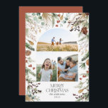 Christmas 3 photo arch watercolor botanical floral holiday card<br><div class="desc">Mery Christmas modern elegant watercolor dried botanical floral muted colours holiday arch 3 photo Christmas card.</div>