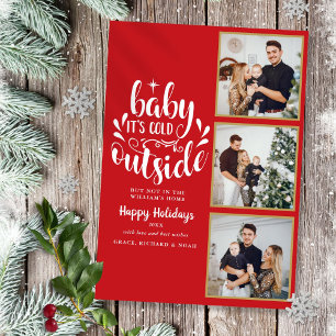 Christmas 3 Photo Collage Baby Its Cold Outside Holiday Card