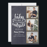 Christmas 3 Photo Collage Boho Chalkboard Holiday Card<br><div class="desc">A stylish boho 3 photo collage holiday design for you to personalise with your favourite photos in gold frames,  message,  names and year on a chalkboard background. The reverse features falling snowflakes on a matching chalkboard background. Designed by Thisisnotme©</div>