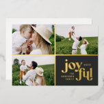 Christmas 3 photo modern black foil holiday card<br><div class="desc">Christmas 3 photo modern typography black,  foil and white holiday card. Stylish graphic minimal design,  part of a collections. Available in other colours.</div>