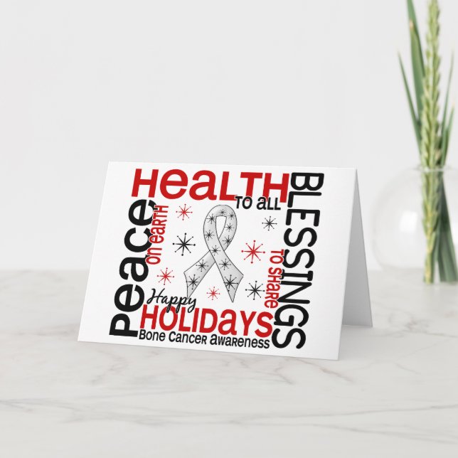 Christmas 4 Bone Cancer Snowflakes Holiday Card (Front)